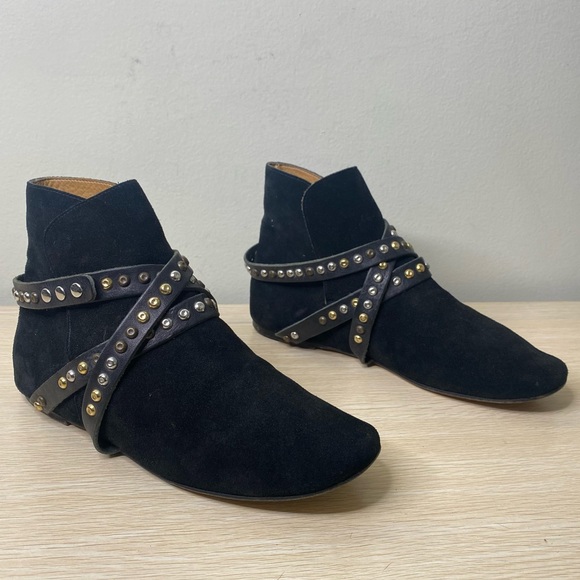 Isabel Marant Etoile Black Suede Hey Jude Ruben Studded Boots Booties 40 or 10 - Picture 2 of 11